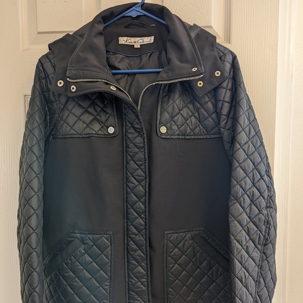 Kenneth Cole New York Women's Black Soft Shell Hooded Jacket